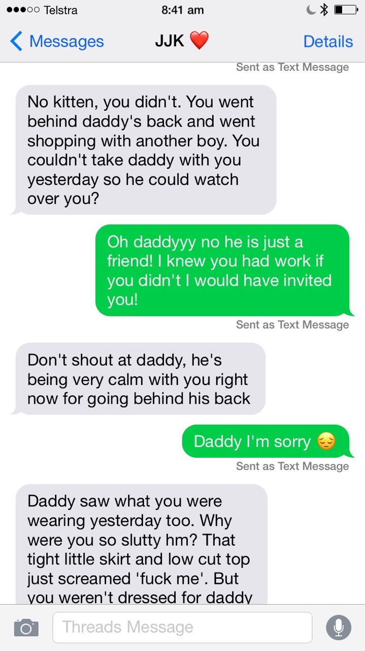 Daddy makes punish self over text