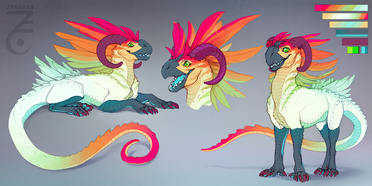 zoologicallydubious:Reference for a colorful bird beast adopted by @hellinois