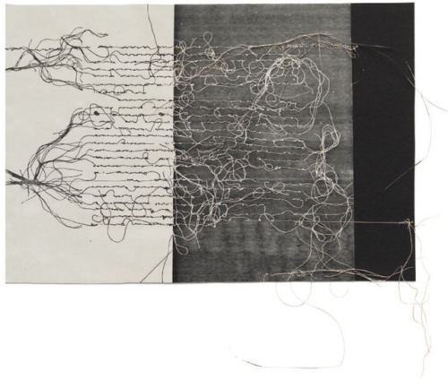 garadinervi:Maria Lai, Untitled, (xerography, embroidery thread, ink on paper), 1978-1979 [Repetto G