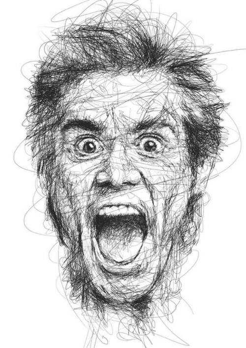 escapekit:  Jim Carrey PortraitsArtist Vince Low pays homage to Jim Carrey’s masterful acting abilities with a series of nine black and white portraits. Captured in energetic scribble-style, they’re a faithful representations of some of Carrey’s