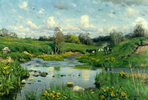 wtxch:Peder Mørk Mønsted (1859 –1941)Cows Grazing ,1900Oil on canvas