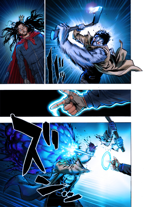  I’ve been coloring One Punch Man panels in my free time. Here’s the Homeless Emperor vs Zombieman f