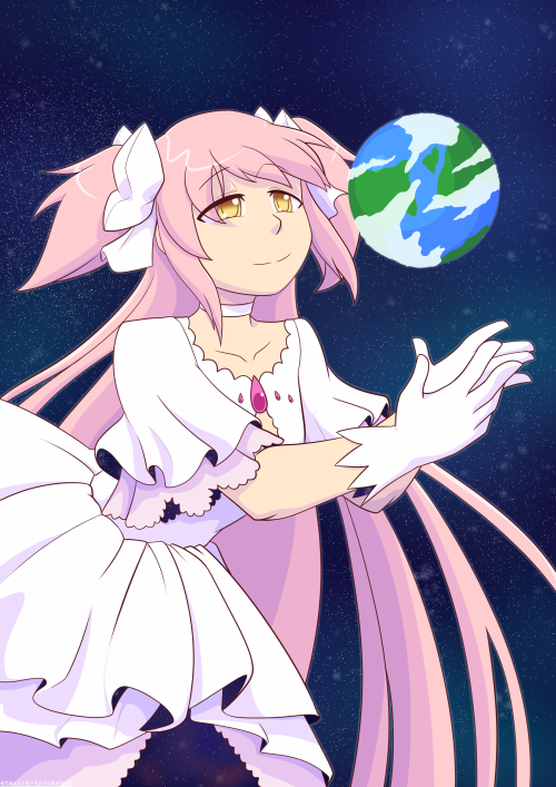 starlit-doodles:my piece for @dotzines ultimate madoka x earth day 2022 zine!!check it out!!
