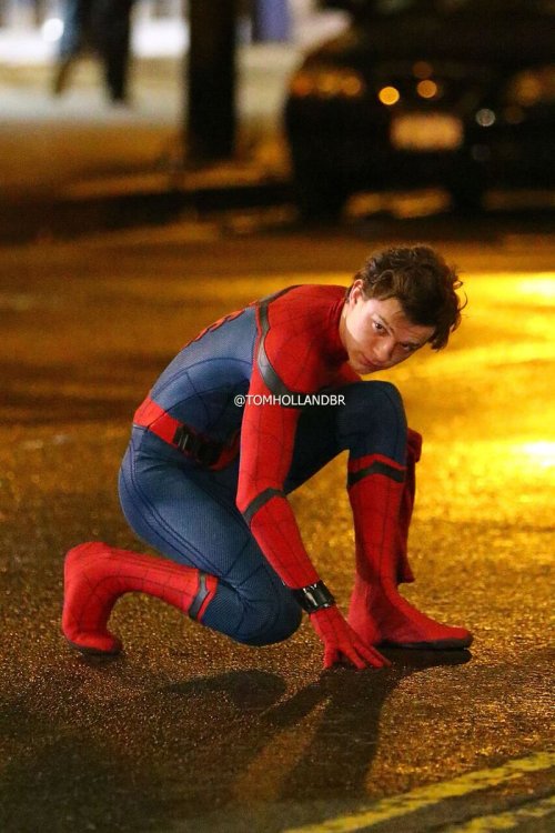 Porn Pics cinexphile:  Tom Holland in costume on set