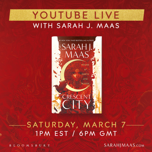 worldofsarahjmaas:We are excited to announce that Sarah J. Maas will be on YouTube Live this weekend