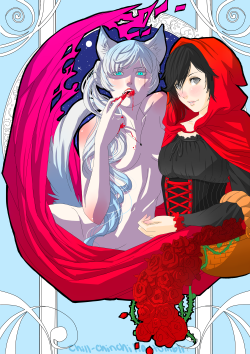 chill-chinchilla:  little red riding hood au~ has this been done already?? weiss could be the big bad wolf, while ruby could be the sunshine that warms her lonely heart