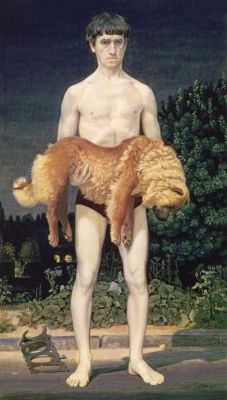 grundoonmgnx:  Dmitri Zhilinsky (Russian, 1927-2015), Man with a Dead Dog (Self-portrait), 1976  Жилинский Д.Д. (1927-2015), Человек с убитой собакой. Автопортрет. 1976  