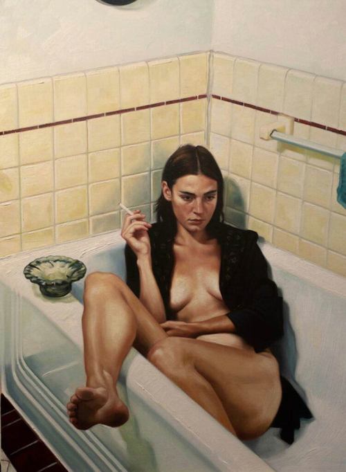 dadalux:David Alvarado - Cigarettes and Frustration, Oil on linen, 28 x 22″
