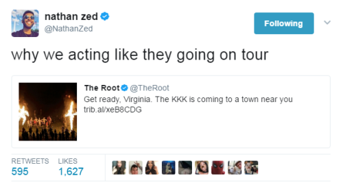 thatprettymvthafvcka: nevaehtyler:  When did the KKK leave VA in the first place? 🤔  Right. They’re still fucking here. That alt-right dude lives right up in Alexandria. 