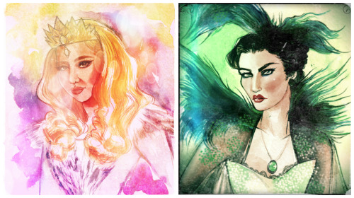 "Glinda The Good" And "Evanora" Illustrations Of Glinda And Evanora From The New Film "Oz The Great And