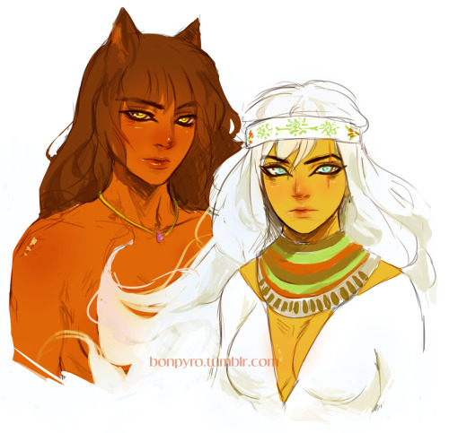 bonpyro:  Blake and Weiss Egypt AU designs inspired by Rahotep and Nofret