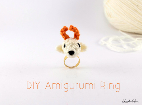 DIY Crochet Amigurumi Deer Ring Tutorial and Pattern from kreativbuehne. The blog is in German but e