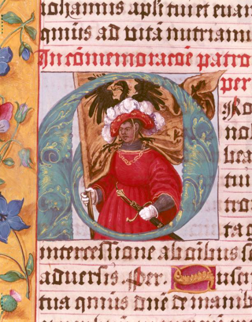 medievalpoc:Nikolaus Glockendon IUnderbar F With Saint MauriceGermany (1524)Illumination on Parchmen