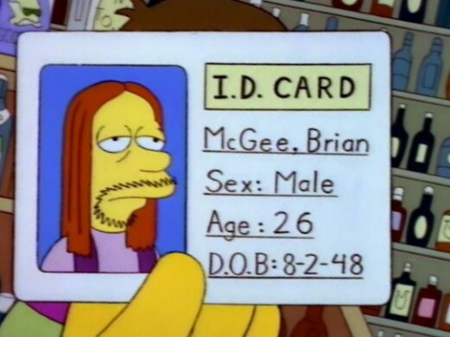 Happy birthday to Brian McGee, wherever you are. #Simpsons (FLIMSpringfield.net)