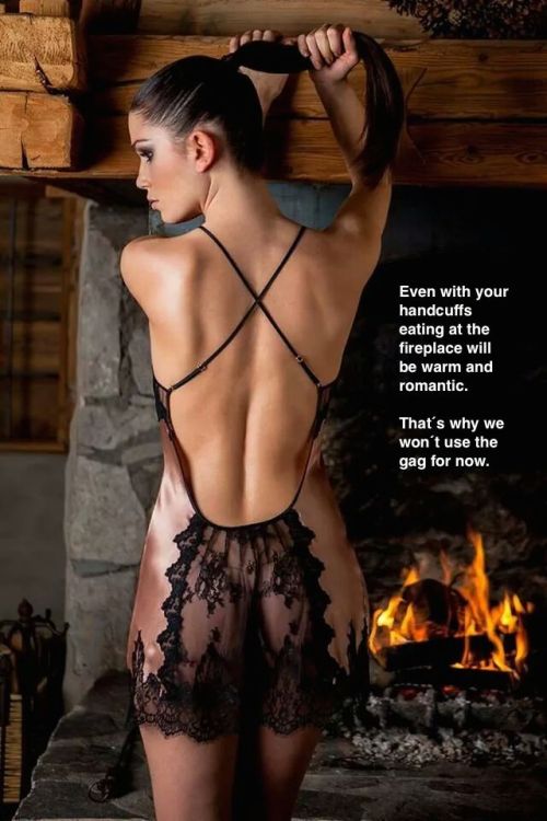 XXX captioned-femdom-situations:  At the fireplace photo