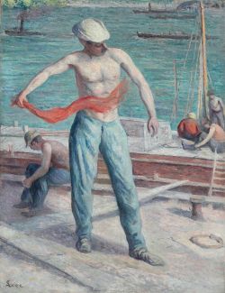 Maximilien Luce (French, 1858-1941), Le débardeur [The docker]. Ol on canvas, 116.2 x 89.5 cm.