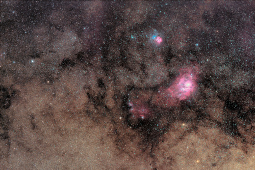 astrofanatic: Lagoon and Triffid Nebula - M8, M20 First deep space image from my trip to Tenerife la