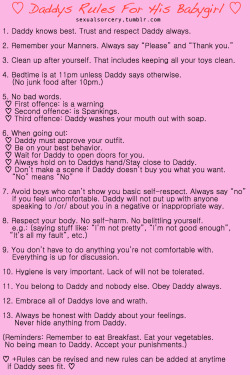 littlepaledoll:sexualsorcery:  ♡ These rules are set in stone for my Little Princess ihatepinkypie ♡  I wish i had rules like this :( Me too girl. Me too.