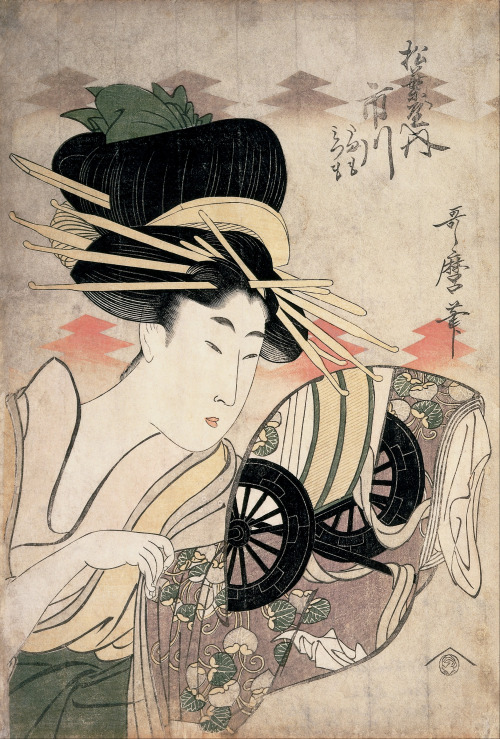 The Courtesan Ichikawa of the Matsuba Establishment (from the series Famous Beauties of Edo), Utamar