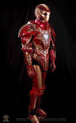 steampunktendencies:  Asgardian Iron Man Cuirass Custom Leather Armor by Prince Armory  Edit :   Asgardian Iron Man Completed Full Armor added 