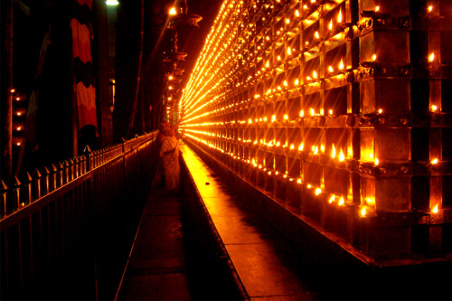Guruvayur temple dipas (oil lamps) lit every night.