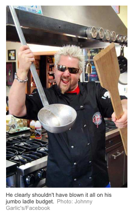 This caption is the best–as is the thought that Guy Fieri probably really does have a jumbo ladle budget. (Jumbo ladle: Two words I have never used or considered until this moment.)
One of Guy Fieri’s Restaurants Just Closed With ‘No Warning at All’...