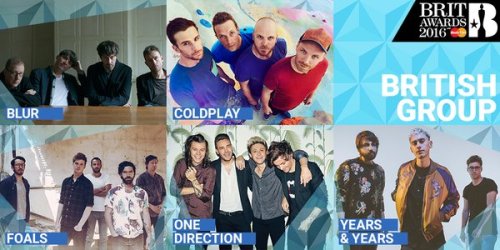 @brits: #BRITs 2016 British Group nominees: @blurofficial, @coldplay, @foals, @onedirection and @yea