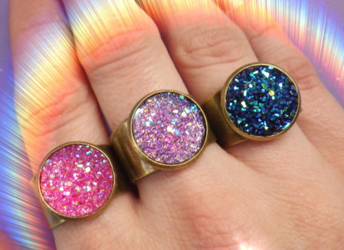 the under 15 list - faux druzy stone ring by lotusfairy