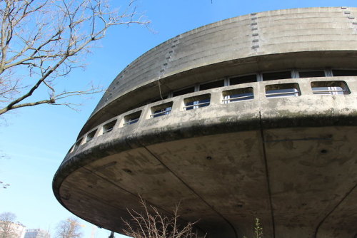 sosbrutalism:Just like the one from yesterday, ufo-like shaped buildings have always something speci