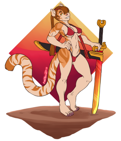 castarts: Stream done, and here’s the bikini babe! She’s a golden tiger merc with a cocky attitude. She still needs a name though. Hmm… For now, enjoy! 