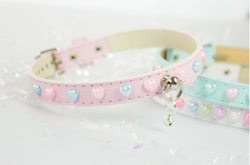 babygirltodeath:“ little heart ” pink collar by trigger collars
