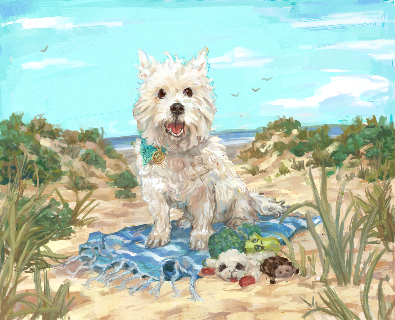 Beach day - a commissioned tribute for a loved pet  


🏖🌊