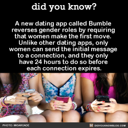jetpackexhaust:  soundssimpleright:  lierdumoa:  eternal-dannation:  i-kool-kat:  bitterbitchclubpresident:  did-you-kno:    With same-sex couples, either person has 24 hours to send a message.   Whitney Wolfe, co-founder and former employee of Tinder,
