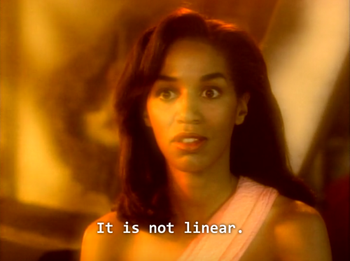 yesimgaythanks:dantooiine:when the first episode of deep space nine has sisko explaining linear time