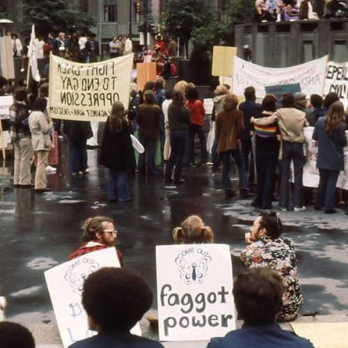 lgbt-history-archive: “COME OUT – faggot power,” Gay Pride Rally, Detroit, Michiga