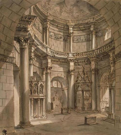 Interior of the Jupiter Temple (Mausoleum) in the Palace of Emperor Diocletian in Split by Charles-L