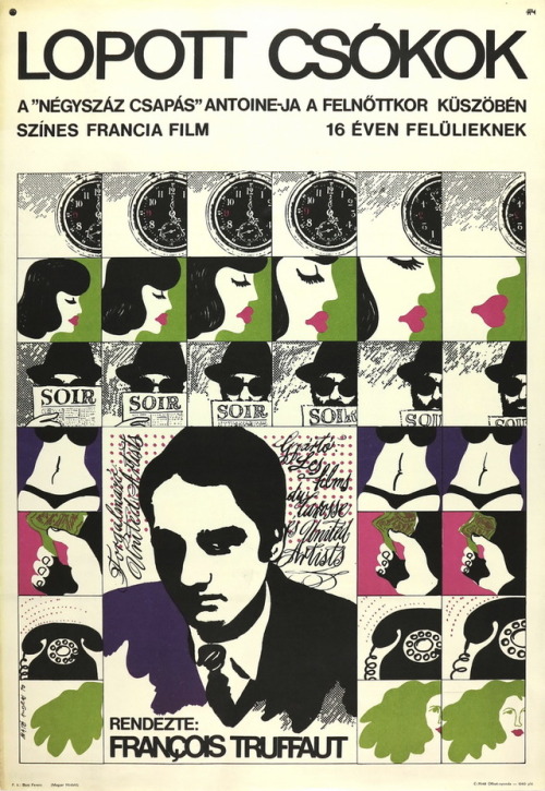 1970 Hungarian poster for STOLEN KISSES (François Truffaut, France, 1968)Designer: András MátéPoster