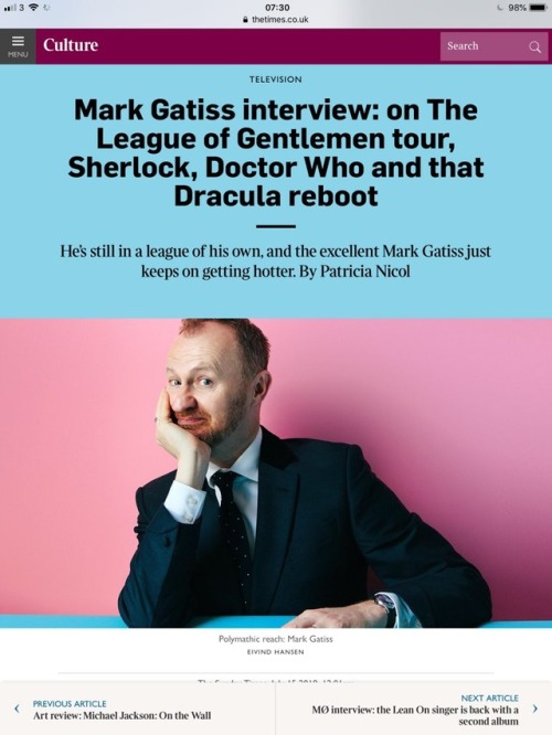 fuckyeahmarkgatiss: Ooh look! A @Markgatiss interview in @ST_Culture! Shall we go in? twitte