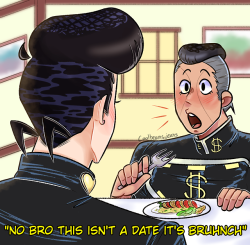 cool-beans-jeans:josuke and okuyasu on their way to tonio’s for the 6th time this week: Bruhnc