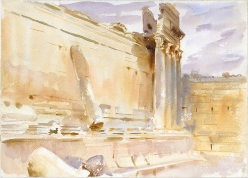 met-american-painting:Temple of Bacchus, Baalbek by John Singer Sargent, American Paintings and Scul