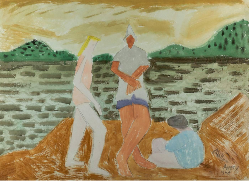 igormaglica:  Milton Avery (1885-1965), Figures on a Beach (on verso: Untitled (Landscape)), 1948, 1948.pencil and watercolor on paper, 21.75 x 30 inches