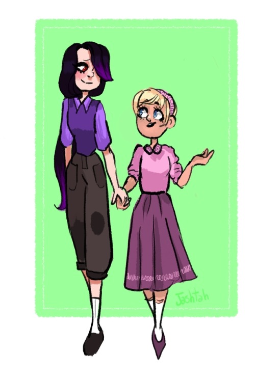 jashtahdaily: I have no excuse to draw them with this kind-of-vintage outfits but they look so cute 