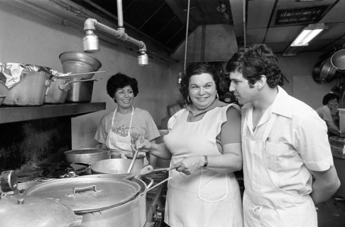 Maria Ninfa Rodriguez Laurenzo in the kitchen of Ninfa’s on Navigation Blvd. in Houston, 1978.