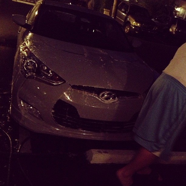 Night time car wash with daddy ðŸ’¦ðŸš—ðŸš˜ðŸš™ #veloster #velosternation