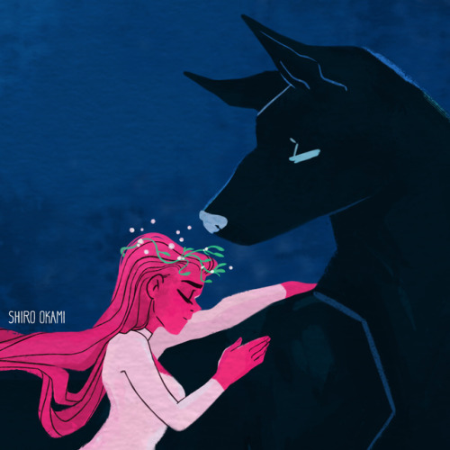 shirookami:Lore Olympus became my new  obsession so here is a fanart of Persephone & Cerberus I’