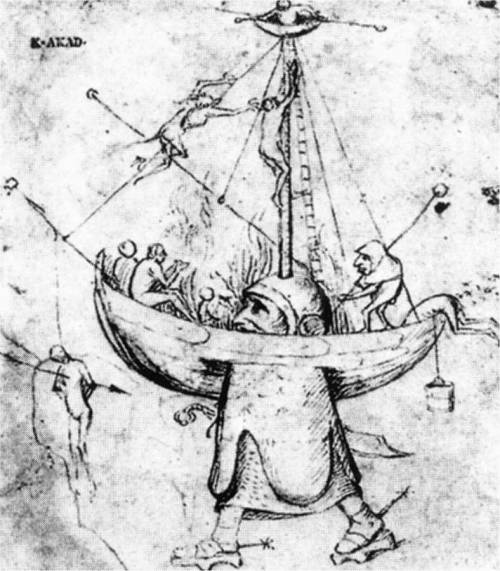 The Ship of Fools in Flames, 1516, Hieronymus BoschMedium: pen
