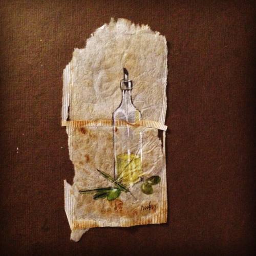 363 days of tea. Day 251. #oliodioliva #evoo #oliveoil #olivebranch #recycled #teabag #art #rubysilv