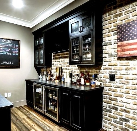 Home Bar - Craftsman Home Bar Ideas For A Large Craftsman Galley With A Medium-tone Wood Floor Wet Bar