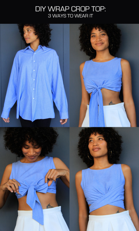 sydnb: truebluemeandyou: DIY Men’s Shirt to Wrap Crop Top Tutorial and Pattern from The Felted Fox. 