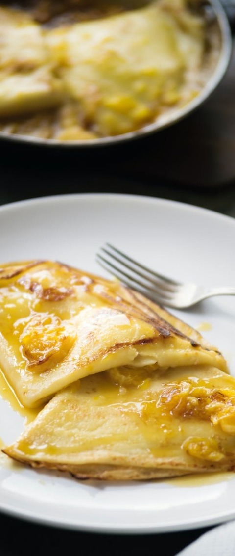 Breakfast Crepes With Apricot Jam And Pine Nuts